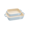 Set de 2 Fuentes Rectangulares de Cerámica Color Azul Claro - STAUB