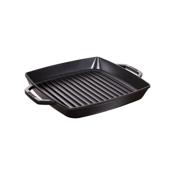 Grill Cuadrado con Doble Asa de Hierro Fundido de 28 cm Color Negro - STAUB