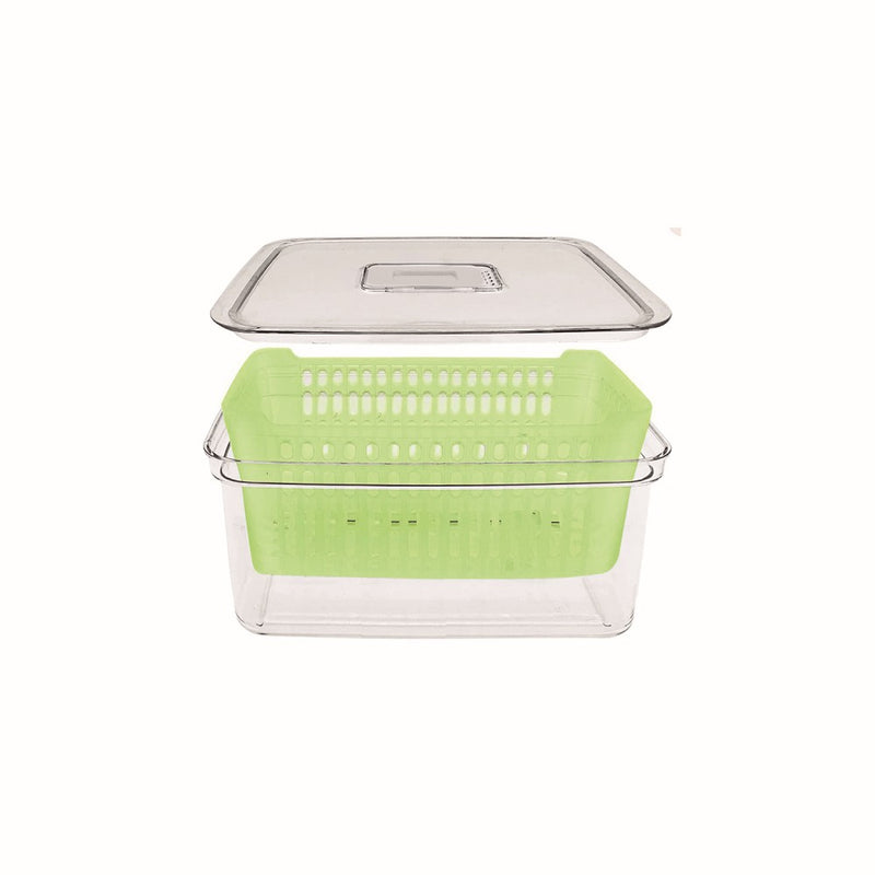 Recipiente con Colador para Frutas/Verduras Tamaño L Color Verde - OGGI - Image 3