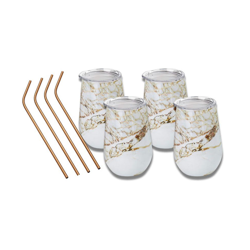 Set de 4 Vasos de Acero de Doble Pared + Sorbetes - OUTSET - Image 1