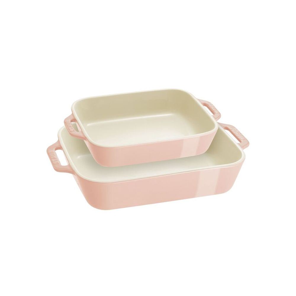 Set de 2 Fuentes Rectangulares de Cerámica Color Rosa Claro - STAUB - Gallery 1