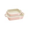 Set de 2 Fuentes Rectangulares de Cerámica Color Rosa Claro - STAUB