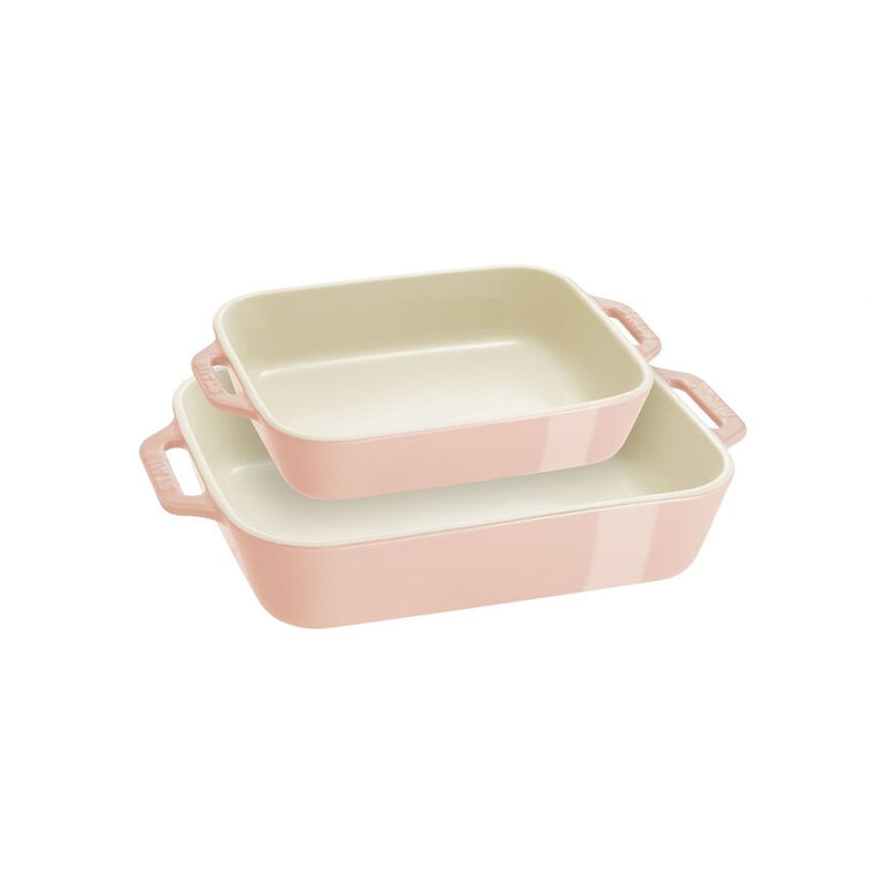 Set de 2 Fuentes Rectangulares de Cerámica Color Rosa Claro - STAUB - Image 1