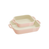 Set de 2 Fuentes Rectangulares de Cerámica Color Rosa Claro - STAUB