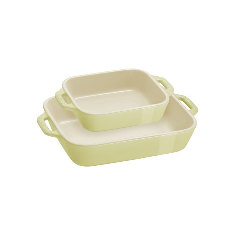 Set de 2 Fuentes Rectangulares de Cerámica Color Verde Claro - STAUB - Image 1