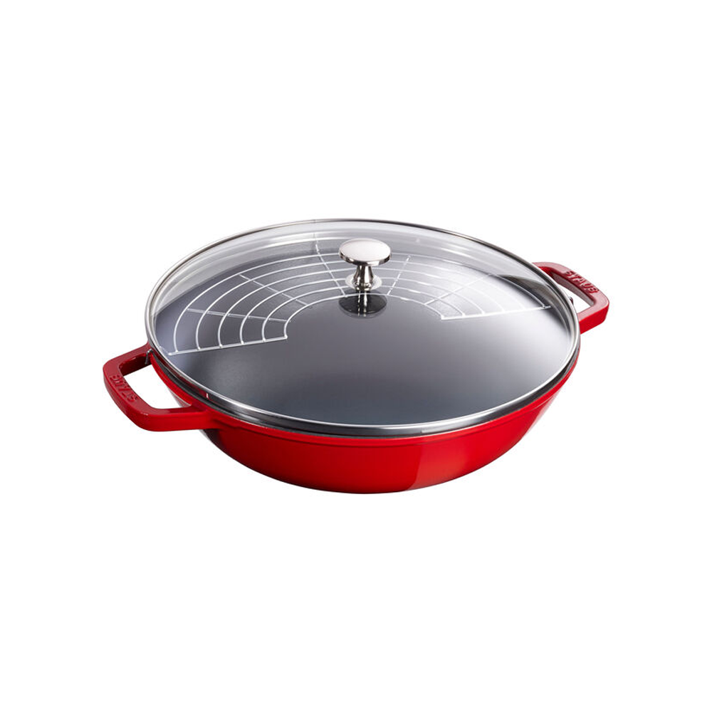 Wok de Hierro Fundido 37cm Color Cereza - STAUB - Gallery 1