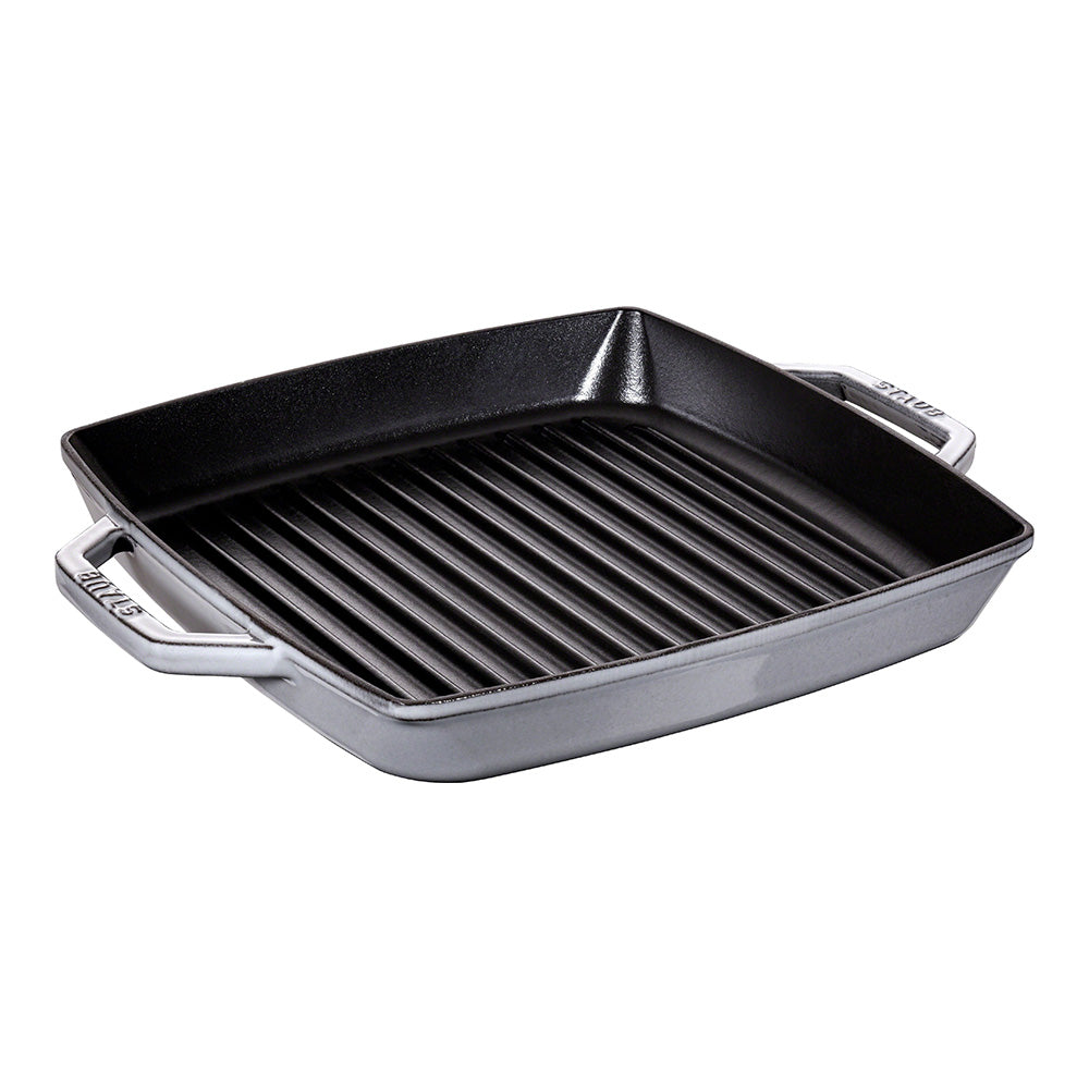 Grill Cuadrado con Doble Asa de Hierro Fundido 28 cm Color Gris - STAUB - Gallery 1