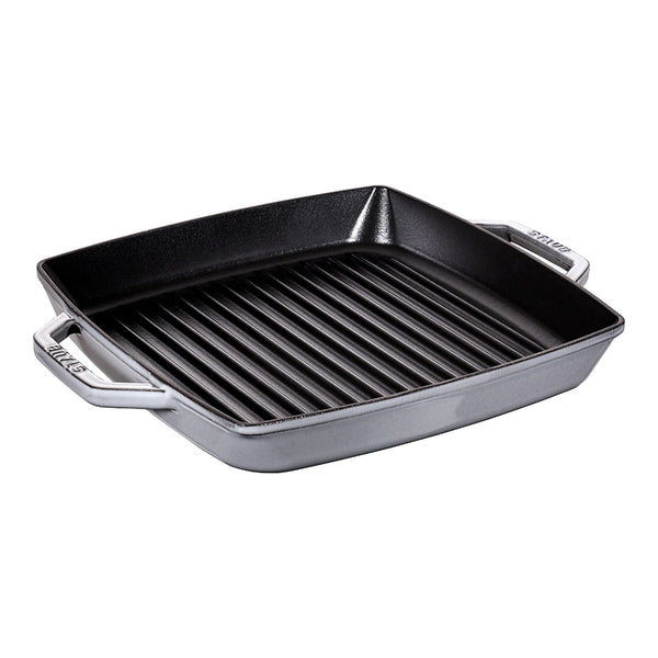 Grill Cuadrado con Doble Asa de Hierro Fundido 28 cm Color Gris - STAUB