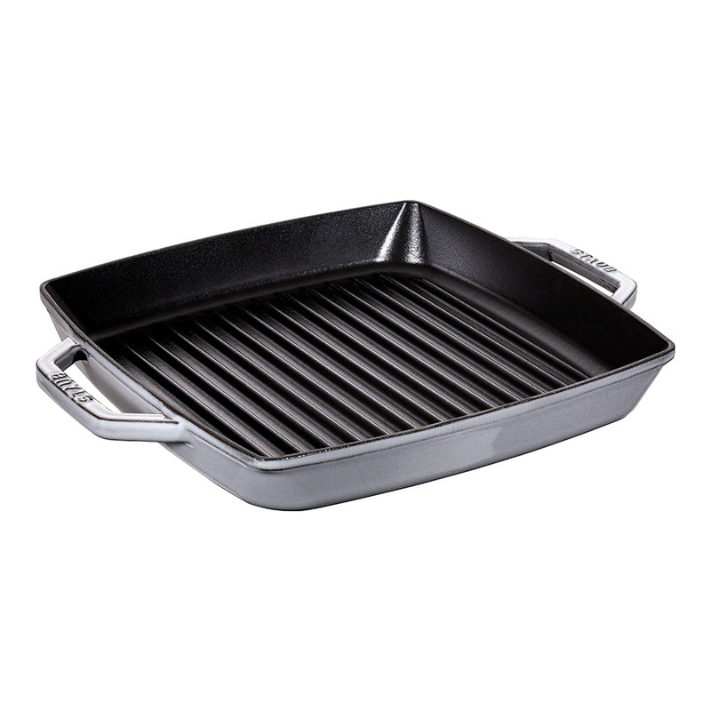 Grill Cuadrado con Doble Asa de Hierro Fundido 28 cm Color Gris - STAUB - Image 1