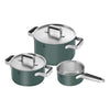Set de Ollas de 3 Pzs de Acero Inoxidable Color Verde Modelo Zwilling Pure - ZWILLING