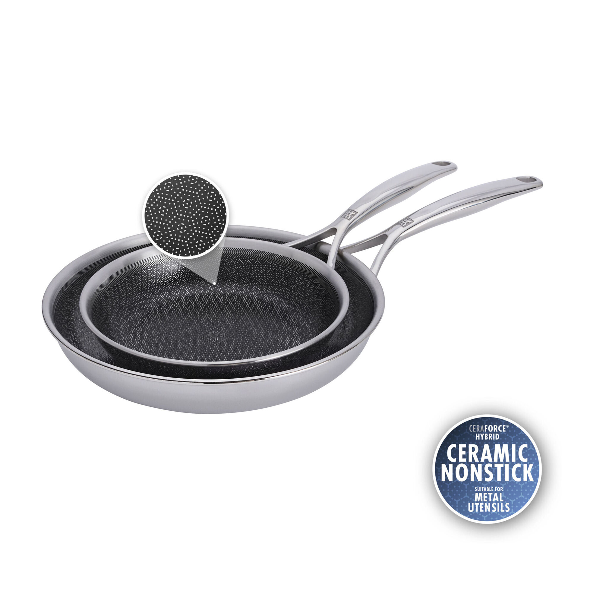 Set de 2 Sartenes Acero Inoxidable de 20 y 26 cm Antiadherente Ceramico Ceraforce Modelo Peak - ZWILLING - Gallery 1
