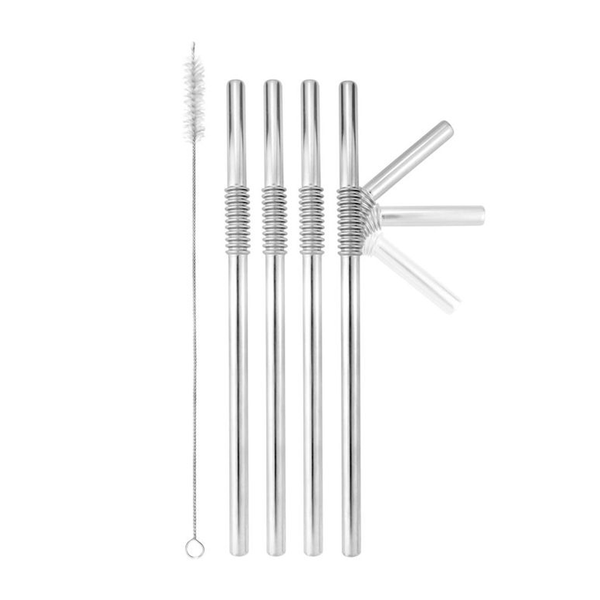 Set de 4 Sorbetes Flexibles de 22 CM Color Plateado - BARWARE