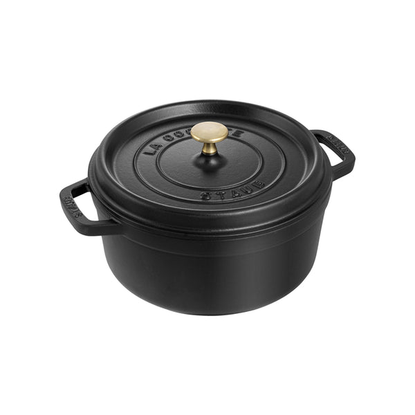 Cocotte Redonda de Hierro Fundido de 28 cm Color Negro - STAUB