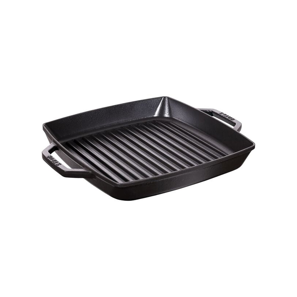 Grill Cuadrado con Doble Asa de Hierro Fundido de 28 cm Color Negro - STAUB - Gallery 1