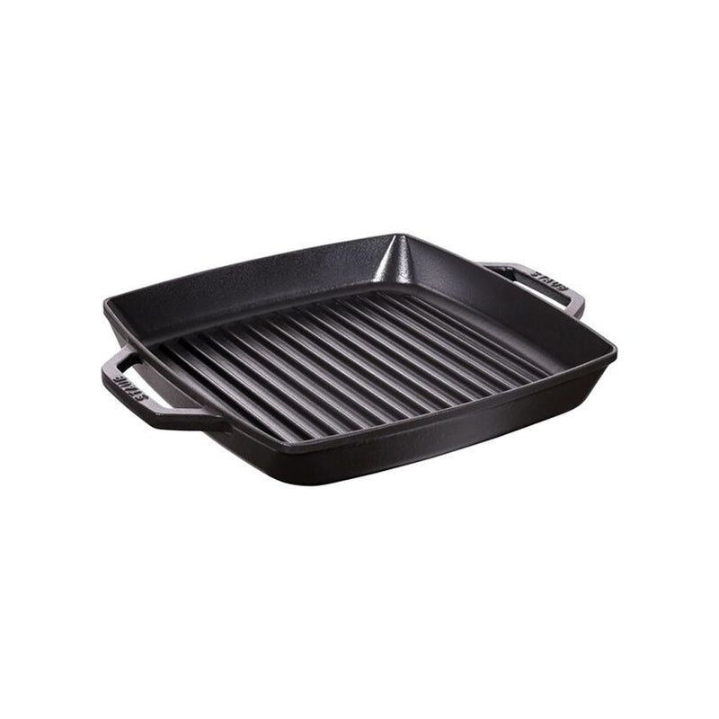 Grill Cuadrado con Doble Asa de Hierro Fundido de 28 cm Color Negro - STAUB - Image 1