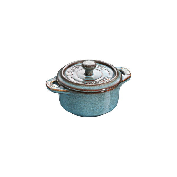 Mini Cocotte Antique Redondo de Cerámica de 10 cm Celeste -STAUB