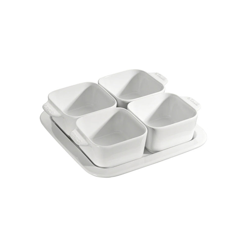 Set de 4 Ramekin y Plato de Servir de Cerámica Blanco - STAUB - Gallery 1