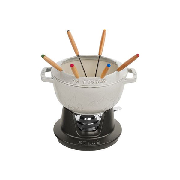 Set de Fondue de Hierro Fundido 20cm Blanco Trufa - STAUB