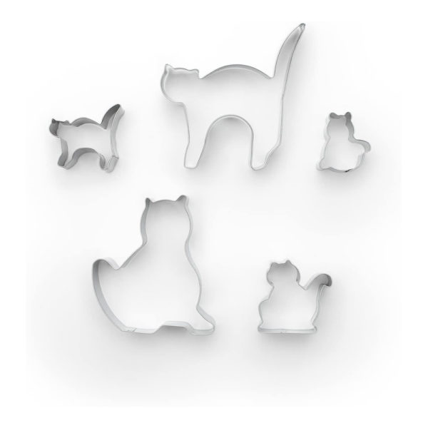 FR36031 01 - Set de 5 Cortadores para Galletas en Forma de Gato- FOX RUN - - D'Cocina