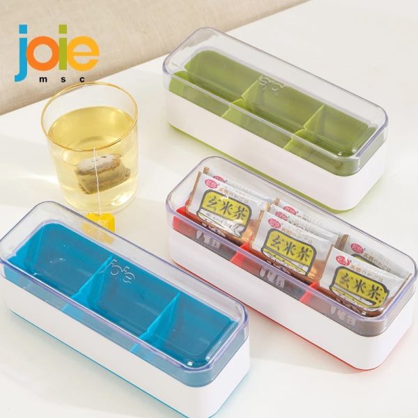 JO10087 GN 03 - Caja para Té de 3 Compartimentos Color Verde - JOIE - - D'Cocina