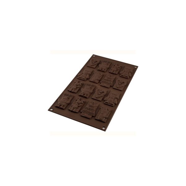 SK26146770065 01 - Molde de Silicona para Chocolate Xmas Choco Tags - SILIKOMART - - D'Cocina