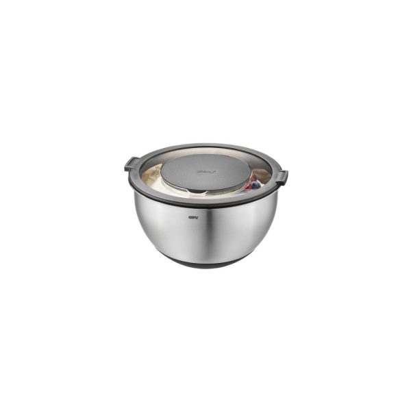 GE35055 02 - Set de 2 Bowls de Acero Inoxidable con Tapa Antisalpicaduras Modelo Muovo - GEFU - - D'Cocina