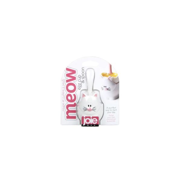JO12522 WH 02 - Set de Soporte para Huevo y Cuchara de Gato Color Blanco Modelo Meow - JOIE - - D'Cocina