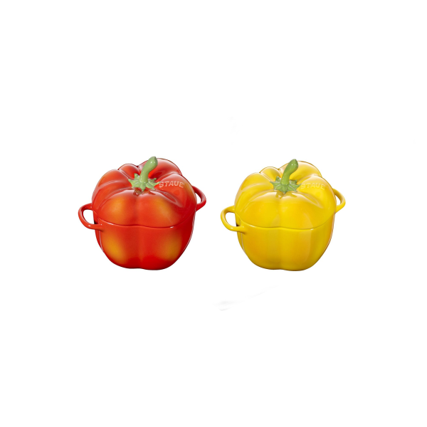 ST052024 - Set de 2 Cocottes Pimiento de 12cm de Cerámica - STAUB - - D'Cocina